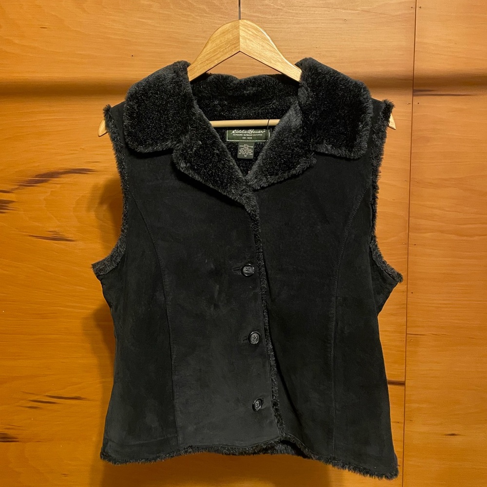 Eddie Bauer Black Shearling Vest